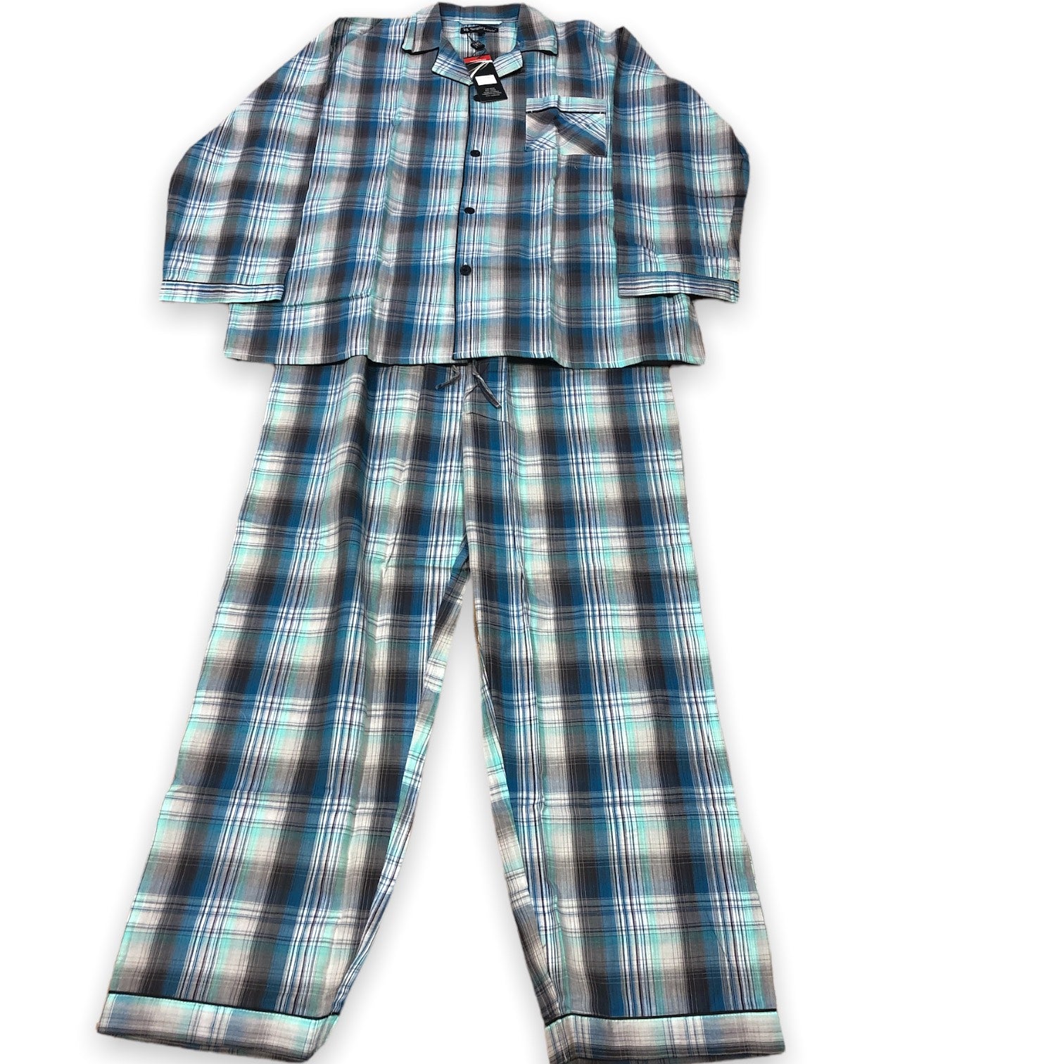 Men's Two Piece Poly Cotton Pajama Set with Matching Pants