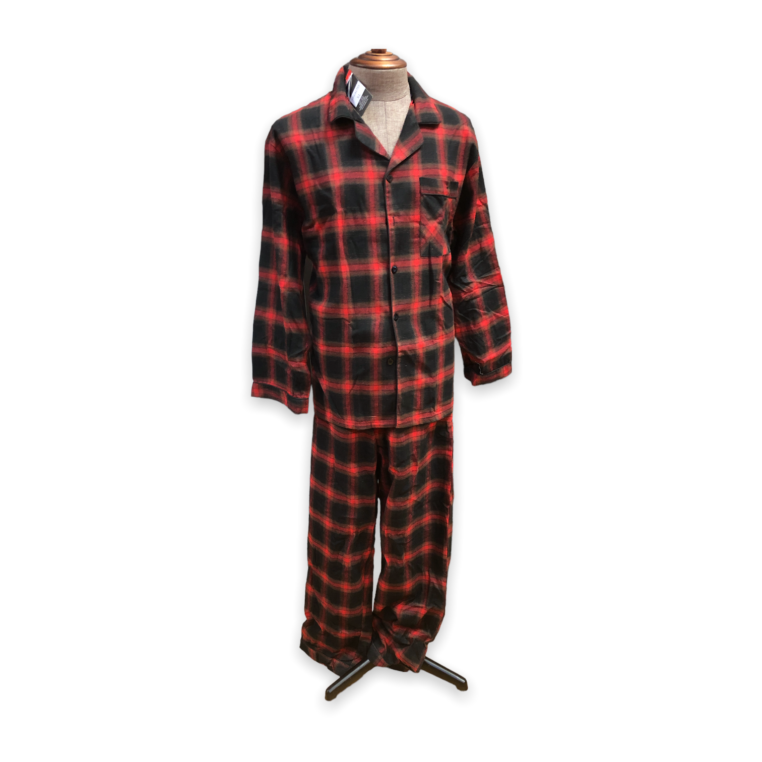 BULK BUY - Men's Two Piece Flannel Pajama Set with Matching Bottoms (8-Pack)