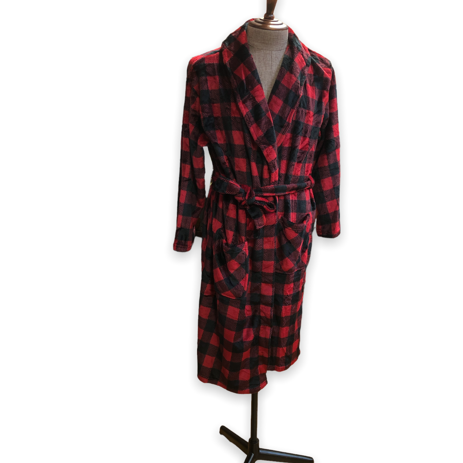 Men's Plaid Plush Micropolar Robes