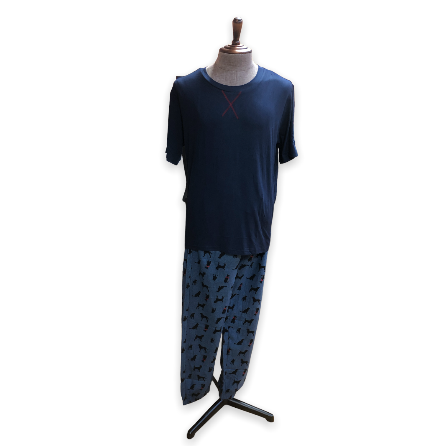 Men's Two Piece Pressed Micropolar Pajama Set with T-Shirt (Gift Packaged)