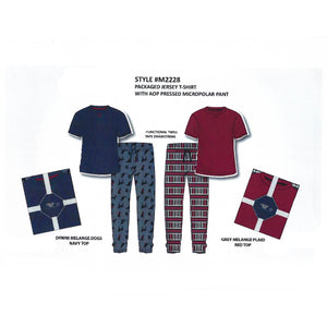 BULK BUY - Men's Two Piece Pressed Micropolar Pajama Set with T-Shirt (Gift Packaged) (6-Pack)
