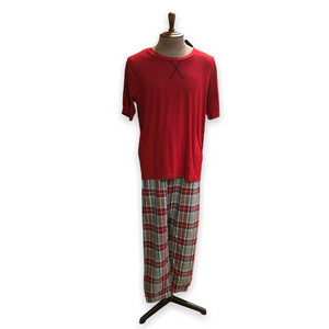 BULK BUY - Men's Two Piece Pressed Micropolar Pajama Set with T-Shirt (Gift Packaged) (6-Pack)