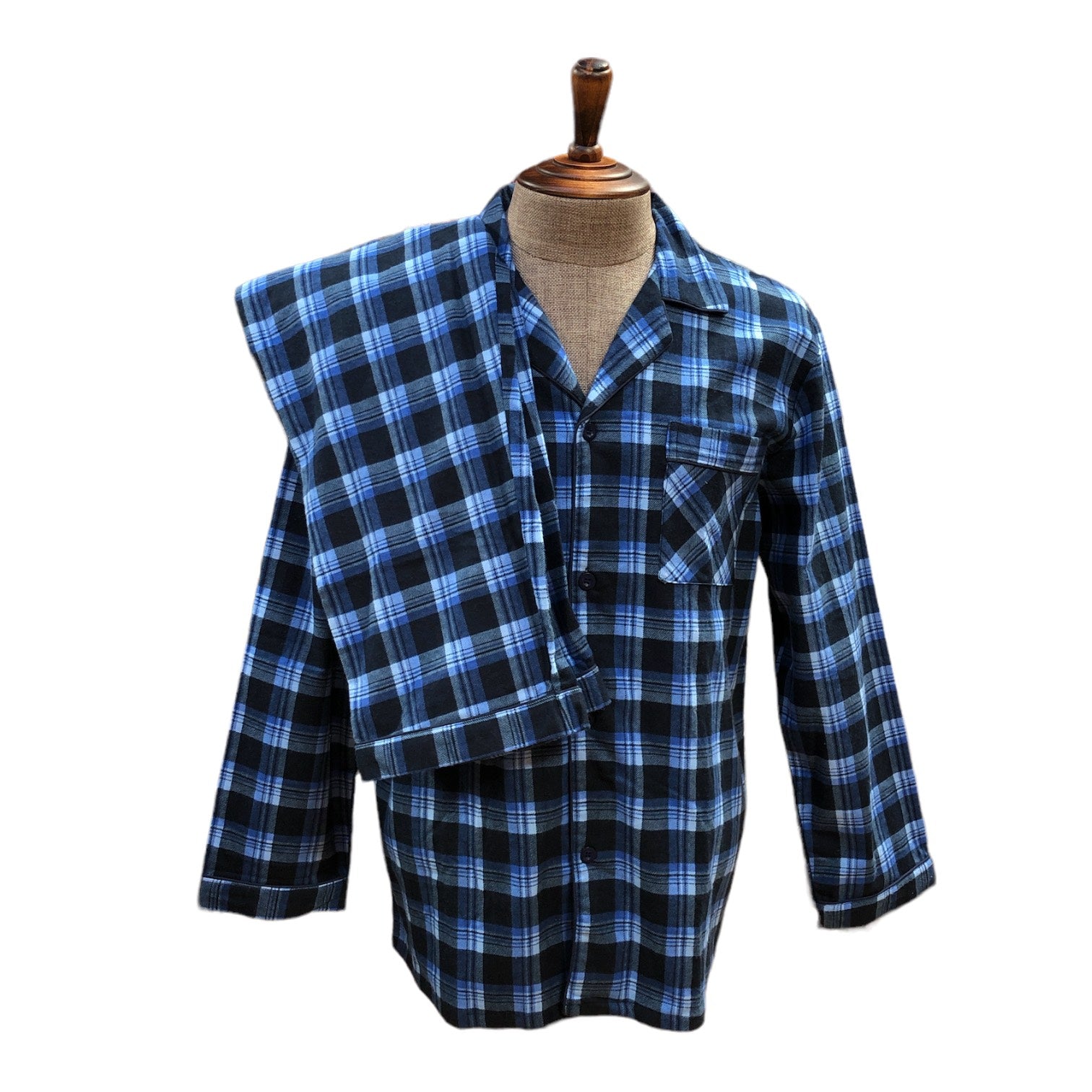 Men's Two Piece Flannel Pajama Set with Matching Bottoms