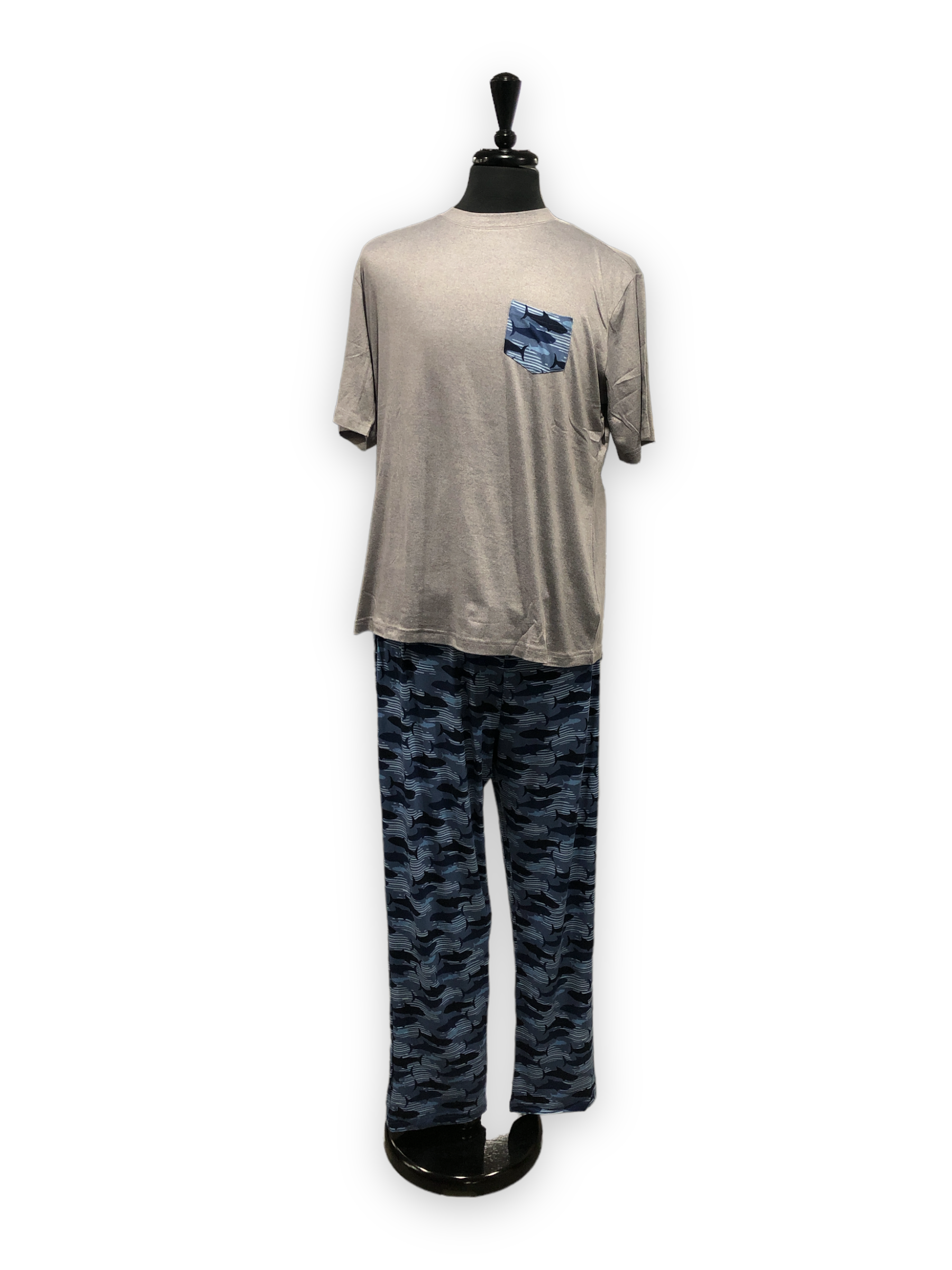 Men's Two Piece Peached Jersey Knit Pajama Set with T-Shirt