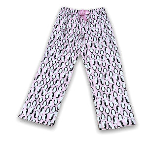 Women's 100% Cotton Flannel Pink Penguin Sleep Pants