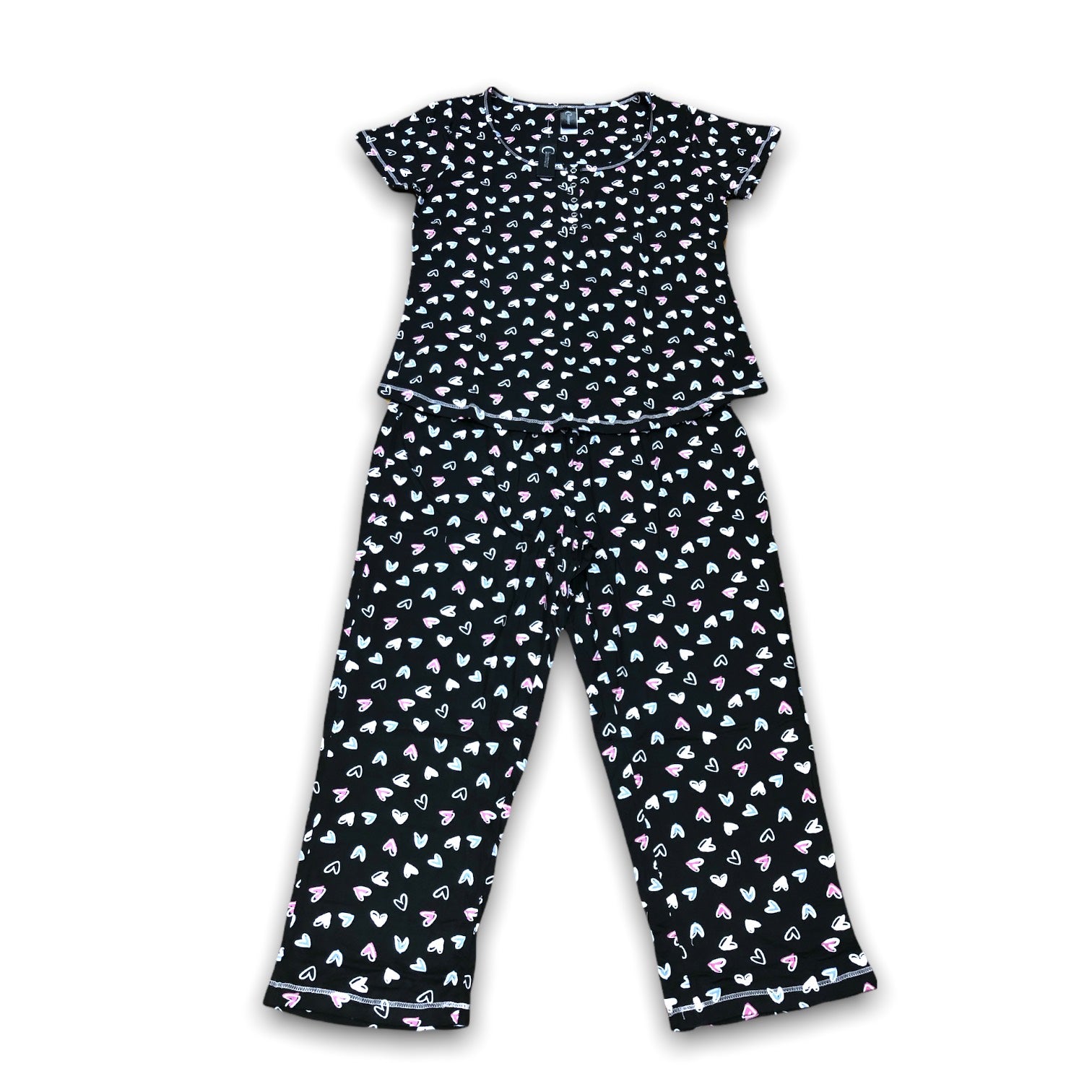BULK BUY - Women's Peached Jersey Knit Capri Pajama Set with Placket (3-Pack)