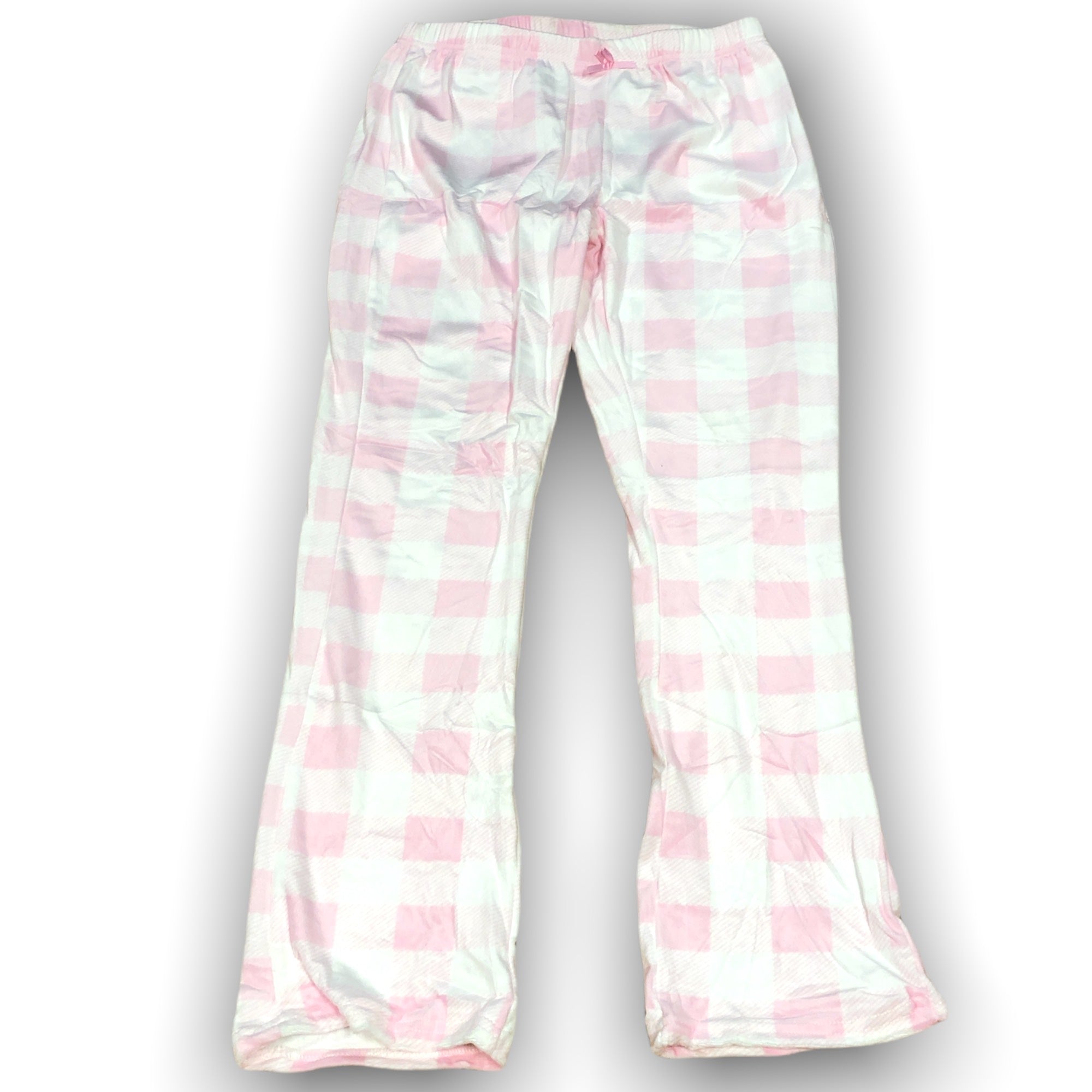 Women's Velour Long Bell Bottom Pants in Checker Print