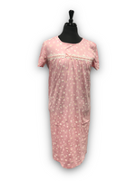 Load image into Gallery viewer, Women&#39;s Cotton Jersey Knit Short Sleeve Gown with Lace Ribbon
