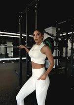 Load image into Gallery viewer, Women&#39;s Coconut White Zip-Up Sports Bra
