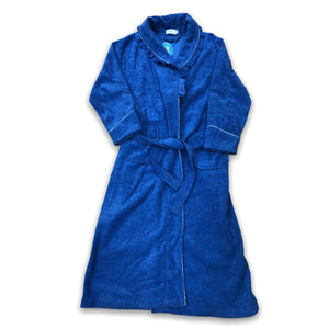 Women's Poly Cotton Terry Cloth Bath Robe with Frilled Collar