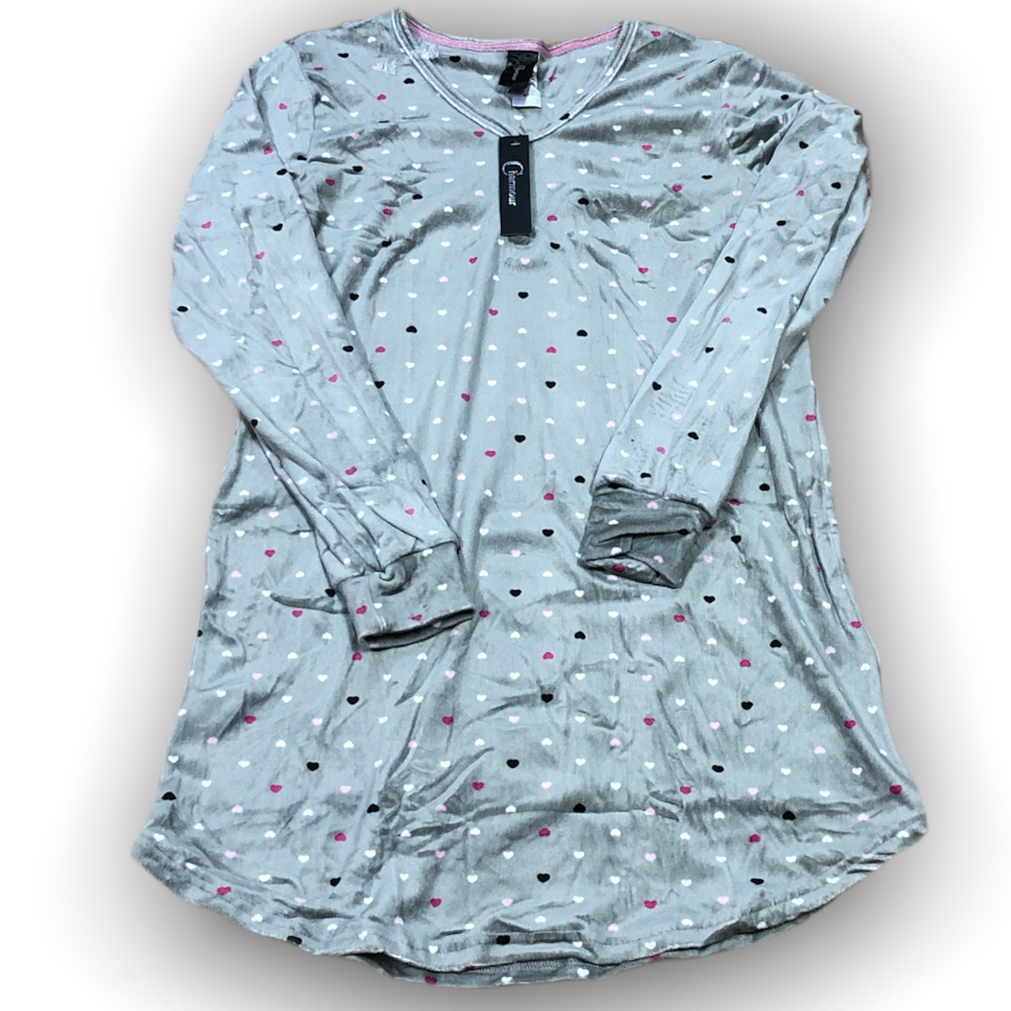 Women's Velour Sleep Shirt with Buttoned Placket