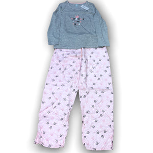 Women's Two Piece Pajama Set with Jersey Knit Top and Flannel Pants (GIFT PACKAGED)