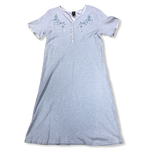 Flatback Rib Nightshirt with Floral Embroidery & Sequin Applique
