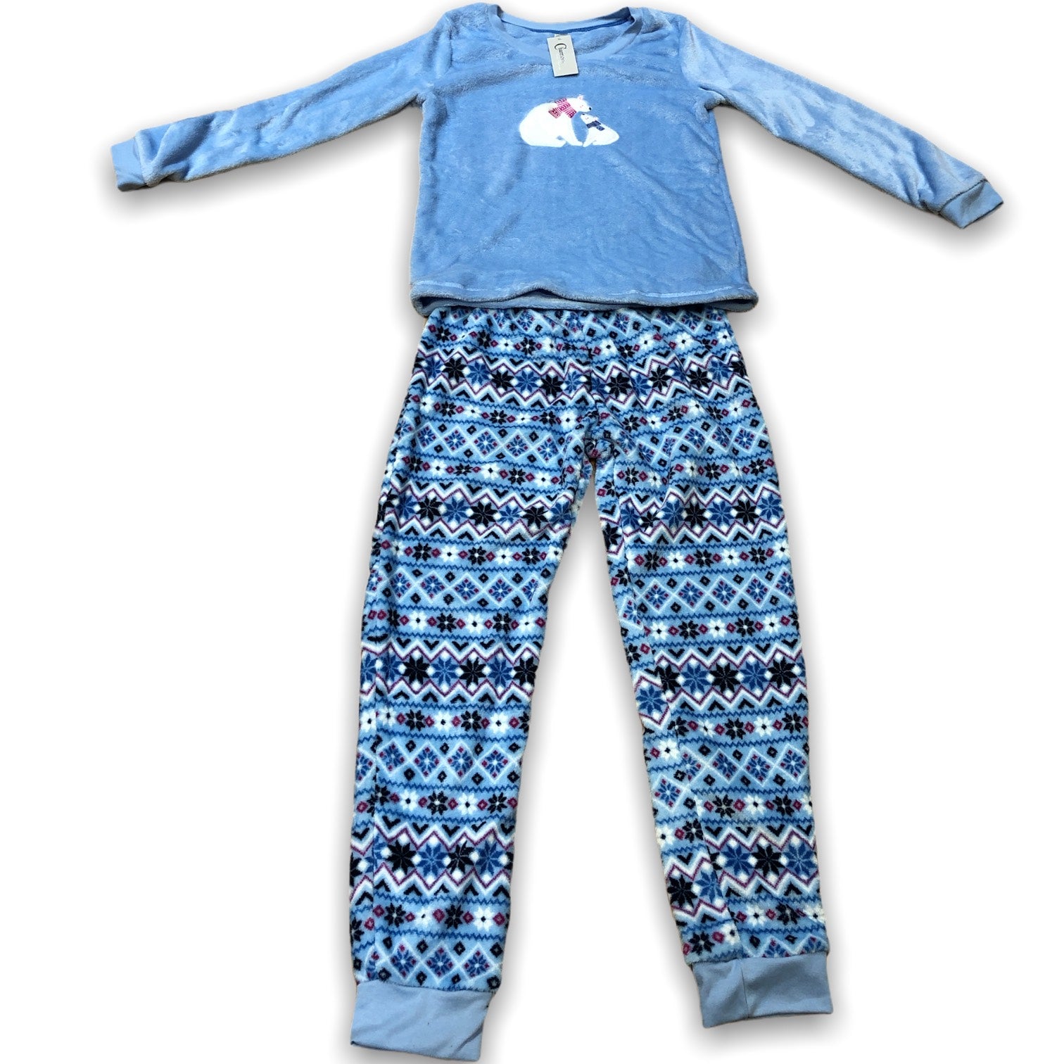 Women's Polyester Two Piece Plush Flannel Pajama Set