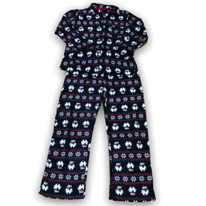 Women's Two Piece Micropolar Notched Collar Pajama Set with Fairisle Pattern
