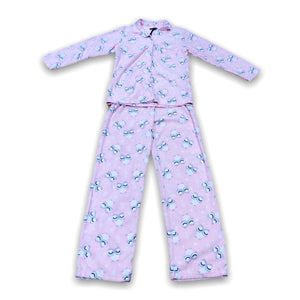 Women's Two Piece Polyester Fleece Collared Pajama Set