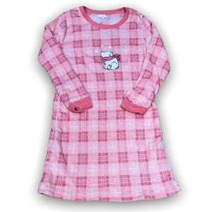 Women's Plush Flannel Nightshirt with Front Applique & Ribbed Trim