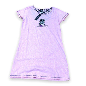 Women's Poly Cotton Jersey Knit Sleep Shirt with Embroidered Applique