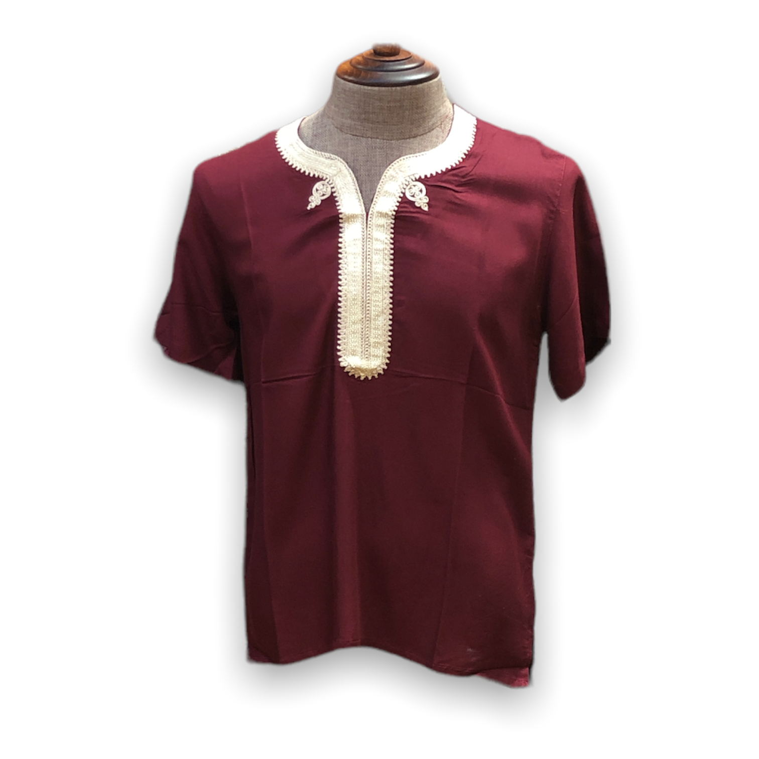 Men's Budget Friendly Short Sleeved Cotton Caftan T-Shirt with Embroidery