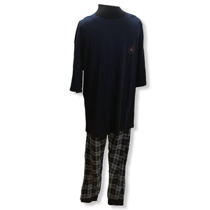 Mens 2 Piece Pajama Set with Short Sleeve T-Shirt & Cuffed Pants