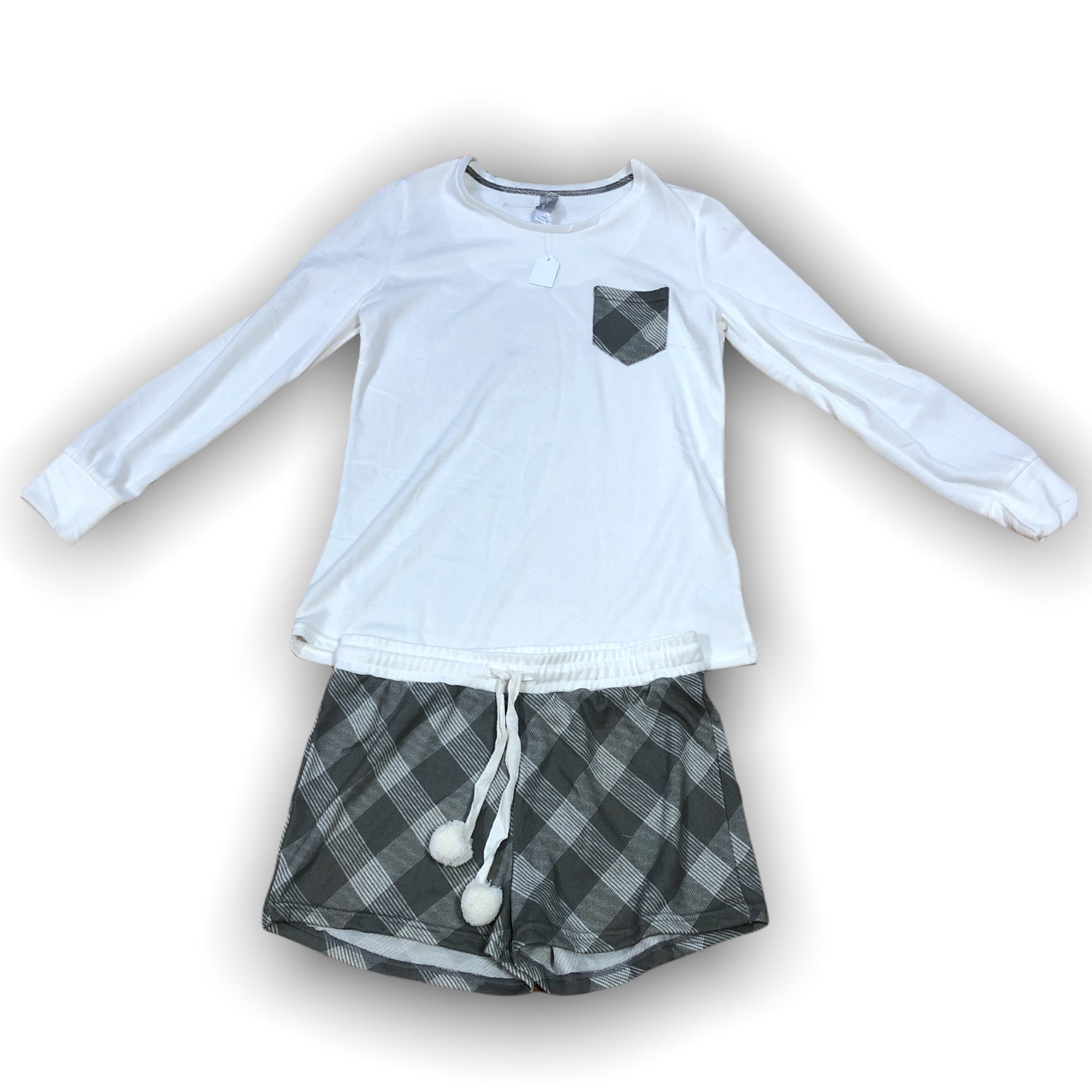 Women's Two Piece Pajama Set with Long Sleeve Top & Shorts